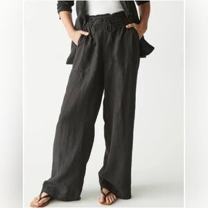 Michael Stars Jules High-rise wide leg linen pants black